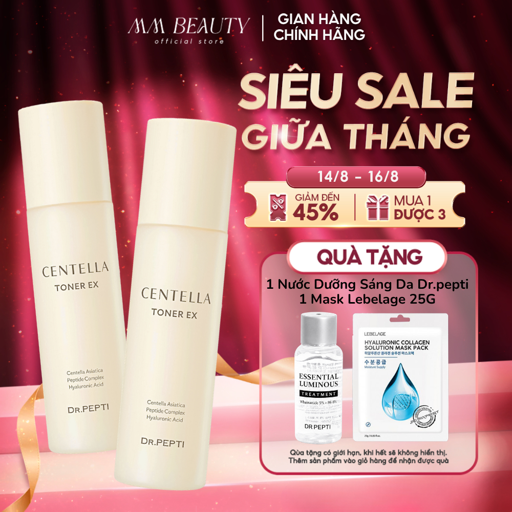 COMBO Nước Hoa Hồng DR.PEPTI Centella Toner EX 180ml + Nước Hoa Hồng DR.PEPTI Centella Toner EX 180m