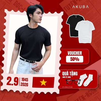 Áo thun nam trơn AKUBA không logo form slimfit basic dễ phối đồ, co giãn thoải mái thấm hút mồ hôi tốt | 01J655