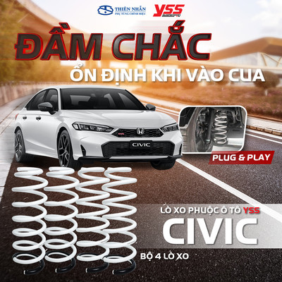 Lò xo phuộc ô tô YSS cho xe Honda Civic (2017-nay) Performance Spring 4pcs/set (SKA-HO-02S)