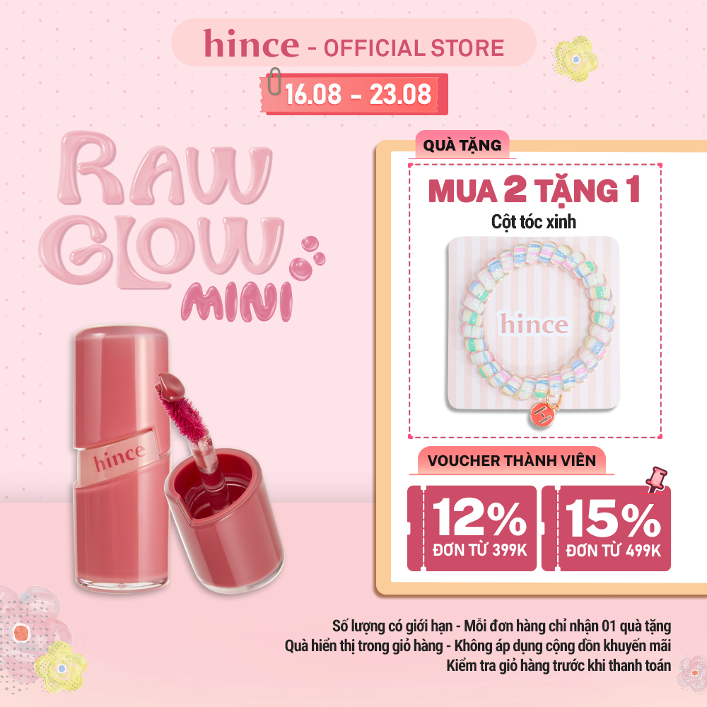 [Mini] Son gel tint căng bóng tự nhiên hince Raw Glow Gel Tint Mini