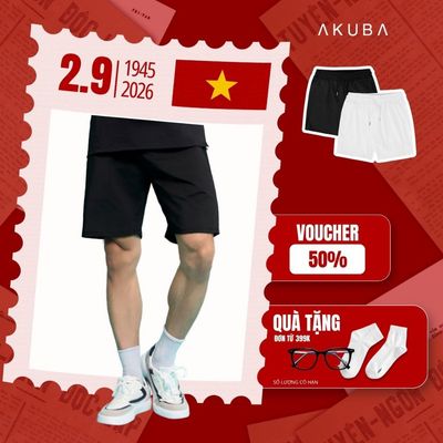 Quần Short Thể Thao AKUBA Nam Chất Thun Polyester, Nhanh Khô, Co Giãn Tốt, Mềm Mịn | 01JE1284