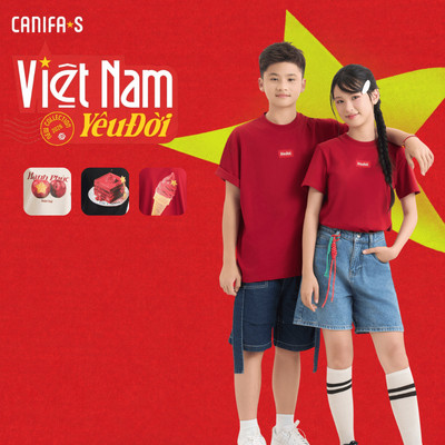 Áo thun unisex trẻ em CANIFA S tinh thần vui tươi năng động mừng Quốc Khánh 2.9 3TS26W006