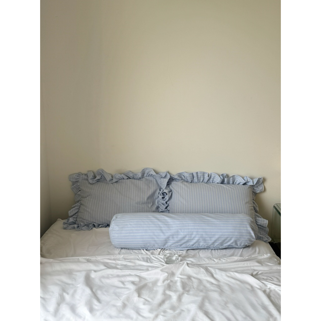 Vỏ Gối Cotton Sọc Viền Bèo( 50x70 )