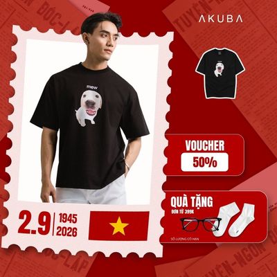 Áo thun nam AKUBA form oversize chất vải cotton 2 chiều thoáng mát và thấm hút mồ hôi tốt | 01JP0881