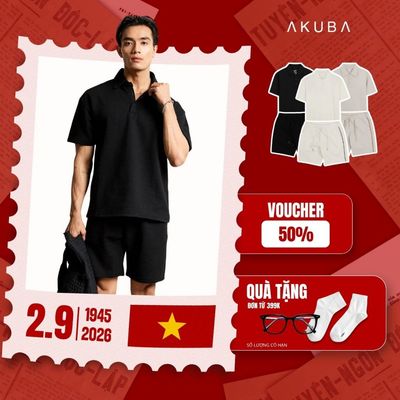 Set quần áo nam AKUBA form oversize thoải mái năng động chất cotton thoáng khí | 01JP1045