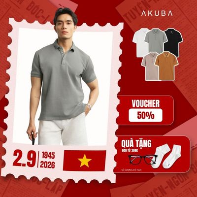 Áo polo nam AKUBA tay ngắn form slimfit chất thun cá mập độ bền cao giữ form tốt | 01JP1056