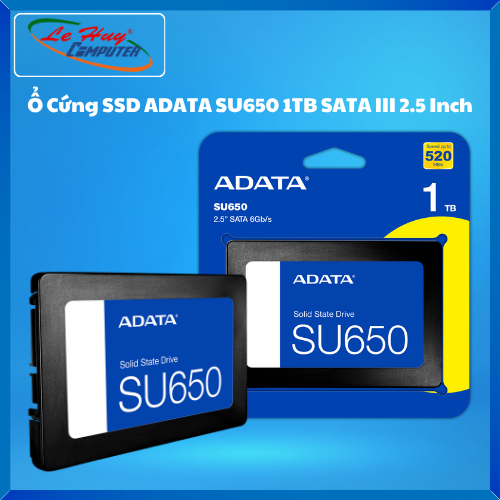 Ổ Cứng Máy Tính SSD ADATA SU650 1TB SATA III 2.5 Inch (ASU650SS-1TT-R) - Hàng Chính Hãng
