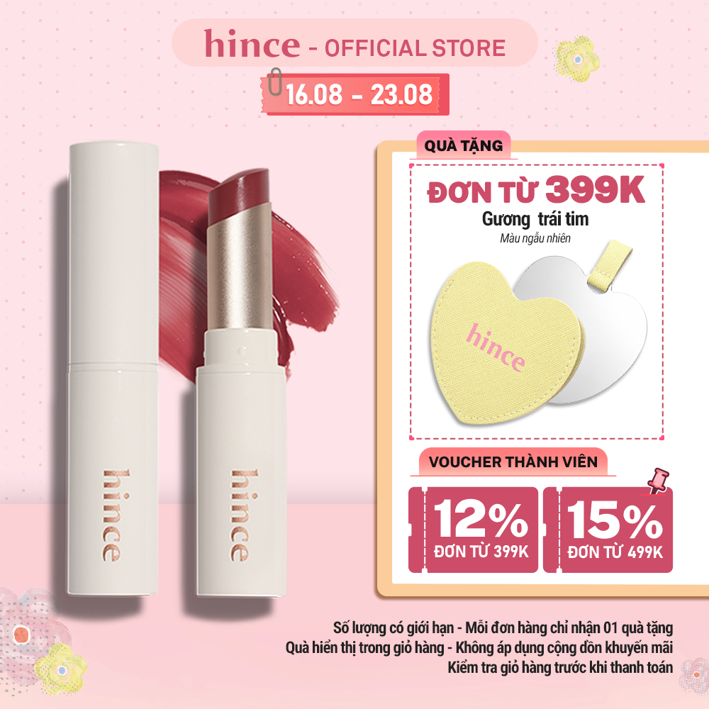 Son dưỡng có màu mỏng nhẹ thuần chay hince Mood Enhancer Lip Glow 5.5G