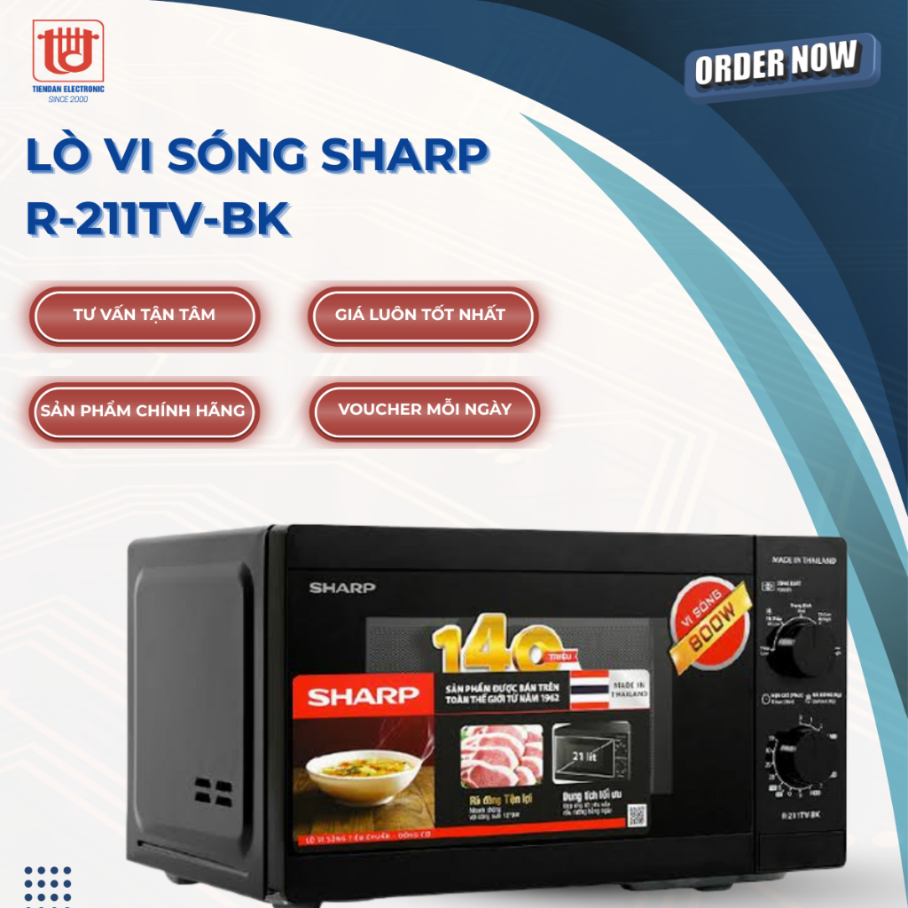 Sharp Lò vi sóng R-211TV-BK - Dung tích 21L