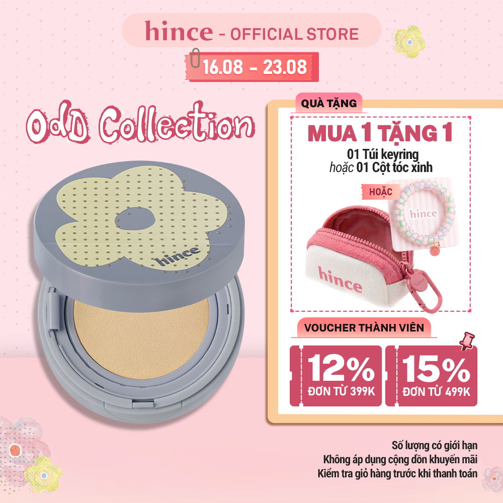 Cushion lì kiềm dầu thuần chay hince Second Skin Mesh & Matte Cushion 12g