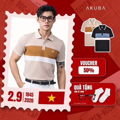Áo polo tay ngắn AKUBA form slimfit vừa vặn, chất cá sấu kép dày dặn | 01JP1076