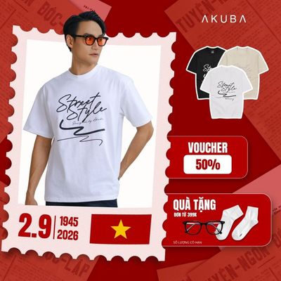 Áo Thun Tay Ngắn AKUBA Form Oversize Vải Cotton 2 Chiều Cao Cấp Họa Tiết Basic Hiện Đại | 01JP1113