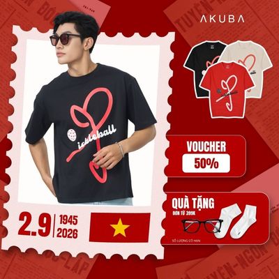 Áo Thun Tay Ngắn Pickleball AKUBA Form Oversize Vải Cotton 2 Chiều Phong Cách Năng Động | 01JP1121