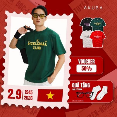 Áo Thun Tay Ngắn Pickleball AKUBA Form Oversize Vải Cotton 2 Chiều Phong Cách Năng Động | 01JP1122
