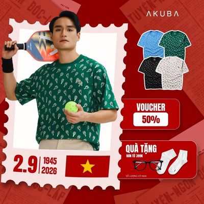Áo Thun Tay Ngắn Pickleball AKUBA Form Oversize Vải Cotton 2 Chiều Phong Cách Năng Động | 01JP1123