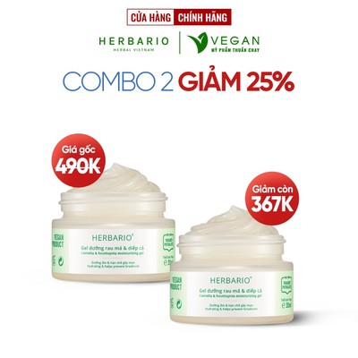 COMBO 2 Gel dưỡng rau má & diếp cá Herbario 30ml thuần chay