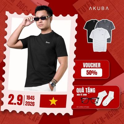 Áo Thun Nam Tay Ngắn AKUBA - Áo Thun Nam Cổ Tròn Cao Cấp Cotton 2 Chiều, Thấm Hút Mồ Hôi Tốt | 01JP1385