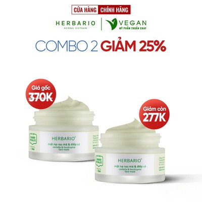 Mặt nạ Rau má & Diếp cá  herbario 30ml sạch mụn vegan mỹ phẩm thuần chay