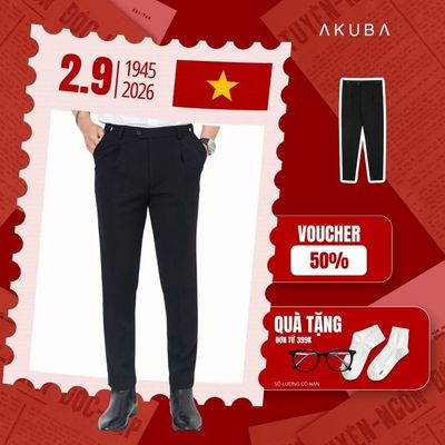 Quần tây âu công sở AKUBA, nút gài điều chỉnh, chất vải chống nhăn, form slimfit | 01K0766