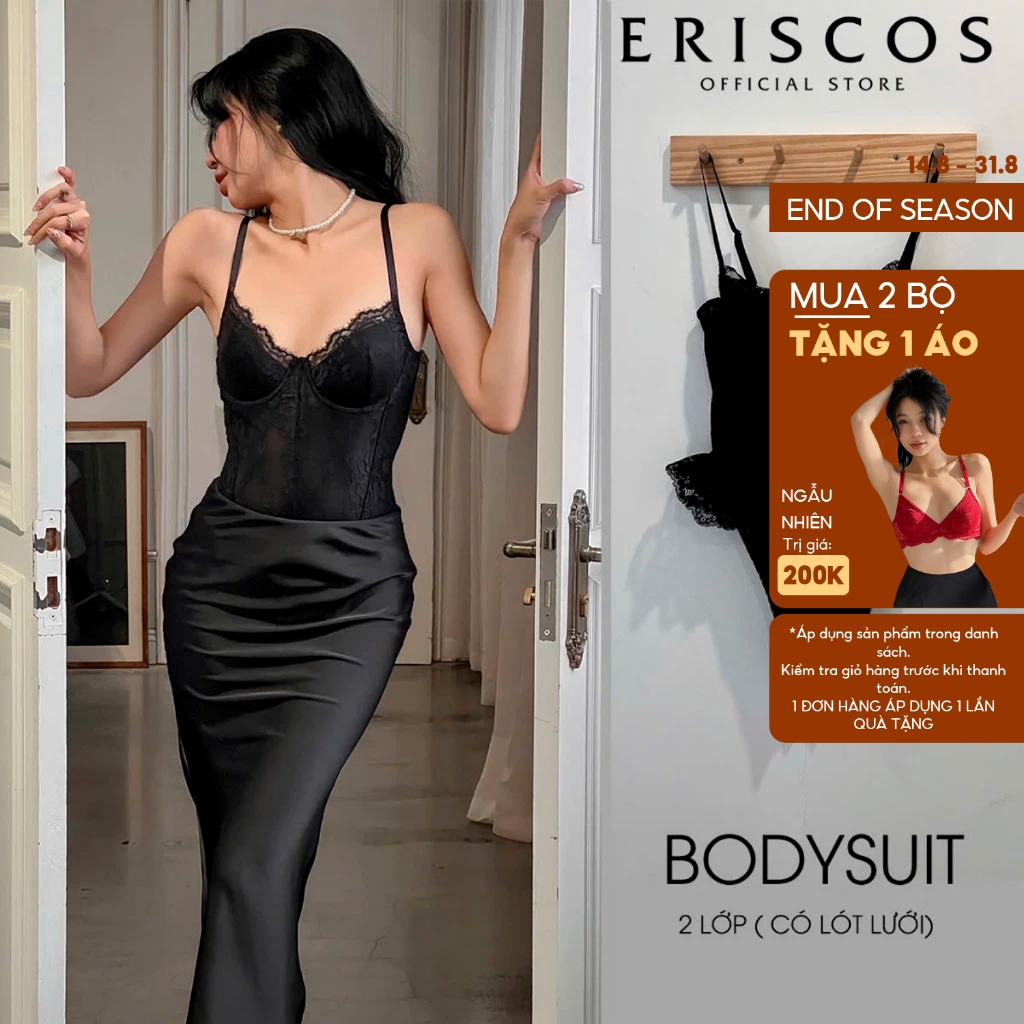 Zoe - Bodysuit 2 lớp thanh lịch dáng quả chéo ôm quả tạo khe tốt mix chân bèo quyến rũ Eriscos