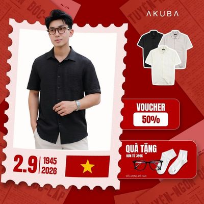 Áo Sơ Mi Nam AKUBA Tay Ngắn Có Túi Chất Vải Tơ Xước – Form Regular Gọn Gàng, Thoải Mái I 01ME1387