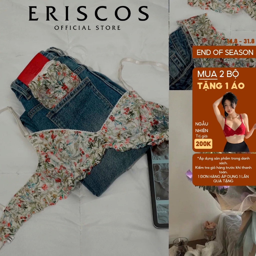 Jardin - Bộ Đồ Lót Ren Hoa Nhí ERISCOS Có Gọng Không Mút Thiết Kế Ngọt Ngào Thơ Mộng Tôn Form Dáng
