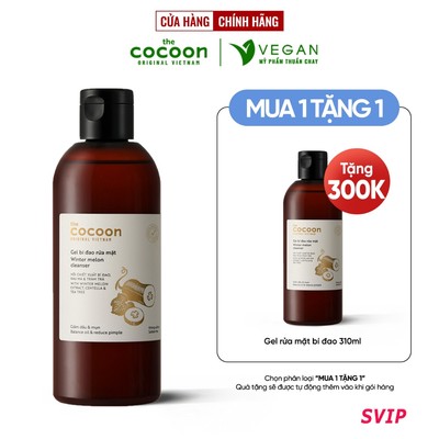 [SVIP] BIGSIZE Gel bí đao rửa mặt cocoon 310ml thuần chay - VEGAN mỹ phẩm thuần chay