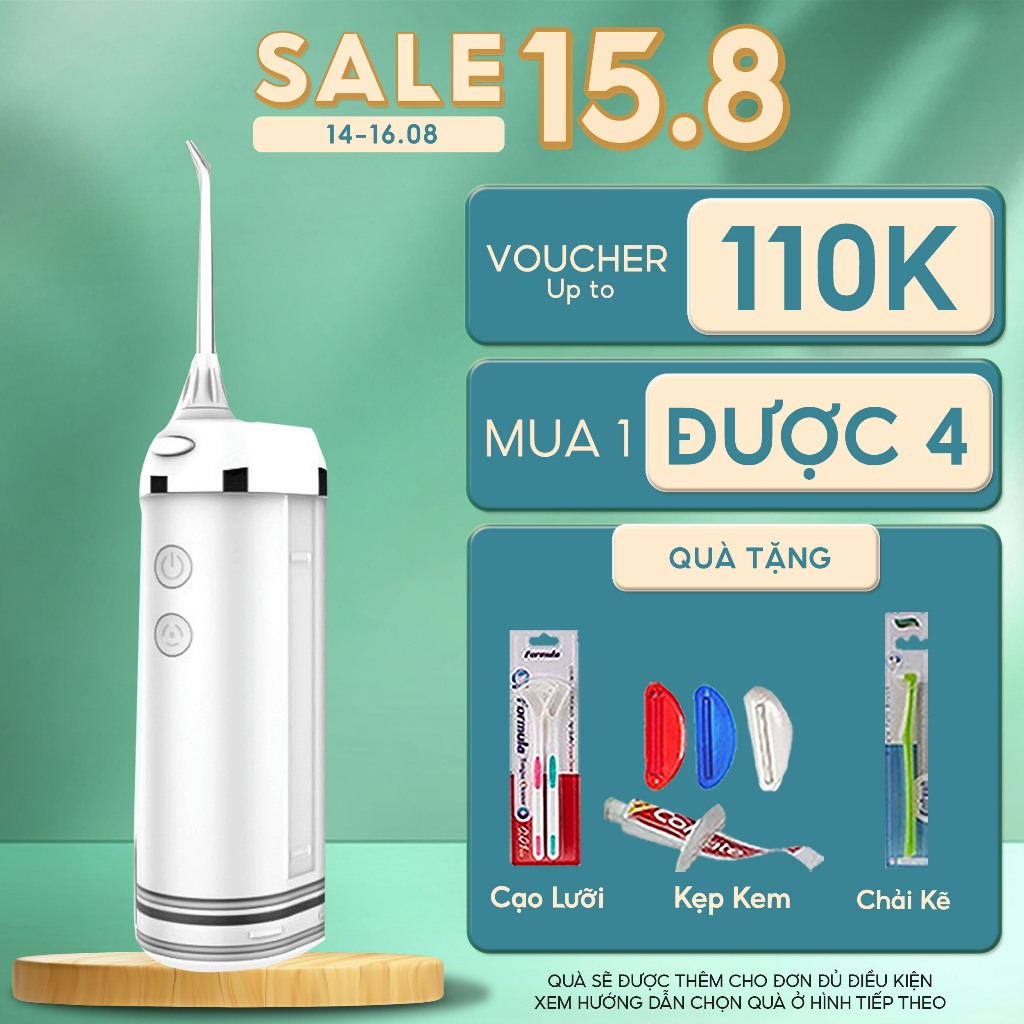 Tăm nước mini du lịch h2ofloss HF10 2025, bản nâng cấp với sạc type C