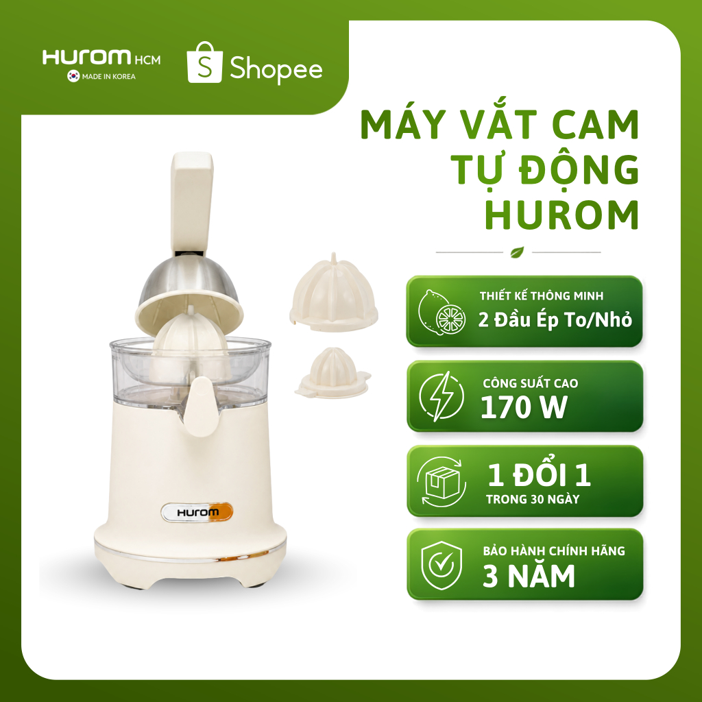 Máy Vắt Cam Tự Động HUROM CJ-B03 Chính Hãng | Máy Ép Cam Điện Vắt Kiệt Nước | Bảo Hành 1 Năm