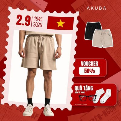 Quần Short Thun AKUBA vừa vặn, mát mẻ, có dây rút, thoải mái dạo phố, tập gym, chạy bộ | 01PE1078