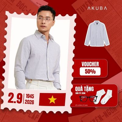 [PHIÊN BẢN ĐẶC BIỆT] Áo sơ mi nam tay dài AKUBA kẻ sọc dọc, form regular, chất liệu vải oxford không nhăn | 01RE0927