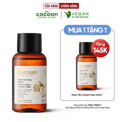 Nước tẩy trang bí đao cocoon 140ml thuần chay - VEGAN Mỹ phẩm thuần chay