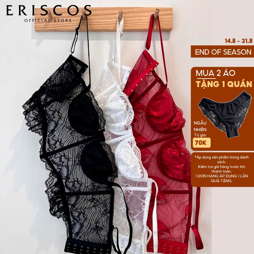 Eriscos áo corset ren có gọng nâng nhẹ ngực dáng quả ngang ôm nửa quả chân áo mix bèo quyến rũ mùa T