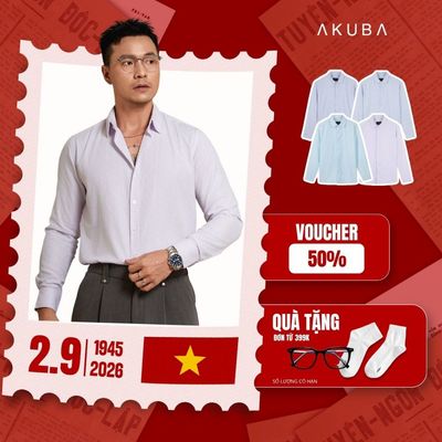 Áo sơ mi nam tay dài kẻ sọc dọc cổ tròn AKUBA, sơ mi oxford và nhung form regular thoải mái, thoáng mát | 01TE1033
