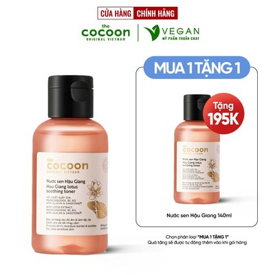 Toner Nước cân bằng da Sen Hậu Giang cocoon 140ml VEGAN - Mỹ Phẩm Thuần Chay