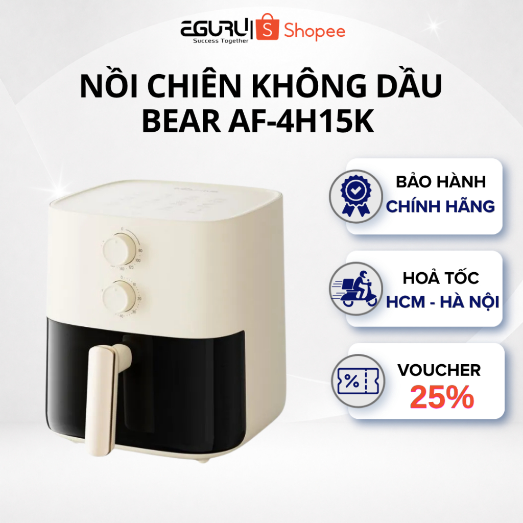 Nồi Chiên Không Dầu 5L Bear QZG-J15M1 (AF-4H15K) / QZG-H15U8 (AF-5H15Y37) - 1500W- BH 18 tháng