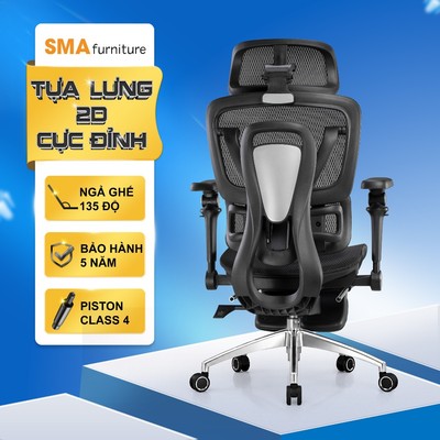 Ghế công thái học SMA Furniture Tanji, Tựa lưng 2D cực Fit, ngả ghế 135 độ, piston class 4