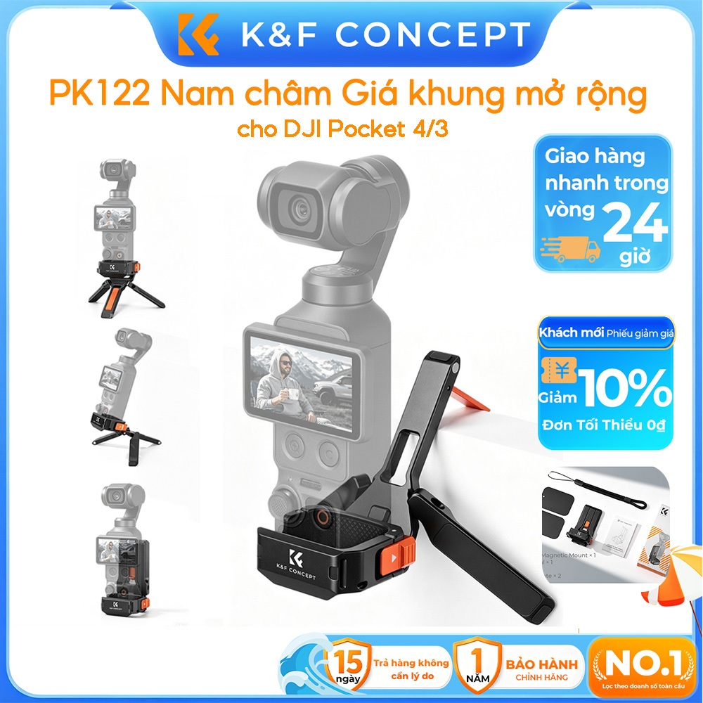K&F CONCEPT PK122 Nam châm Giá khung mở rộng cho DJI Pocket 4/3 Lồng bảo vệ hợp kim nhôm