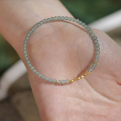 Vòng Tay Cẩm Thạch Lam Ngọc Băng Trong Type A Size 3ly Lõi Thun Co Giãn - Ngọc Trai Trường Thịnh