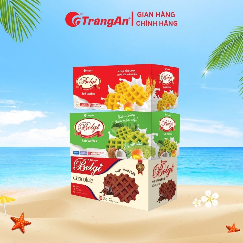 Bánh Belgi trứng sữa mềm dạng hộp 322g, 14 bánh/hộp, bữa phụ hoàn hảo cho cả gia đình