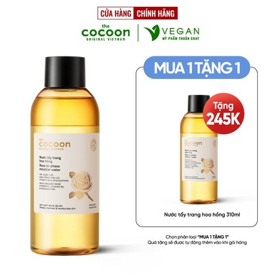 (Bản mới) Nước tẩy trang hoa hồng the cocoon vietnam 310ml Thuần chay