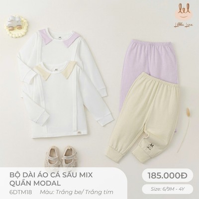 Bộ dài tay dành cho bé Lil Little Love [ Siêu Mềm, Mát, Mịn Co Dãn Và Thấm Hút Mồ Hôi Tốt]Size 6M - 4Y (6DTM18)