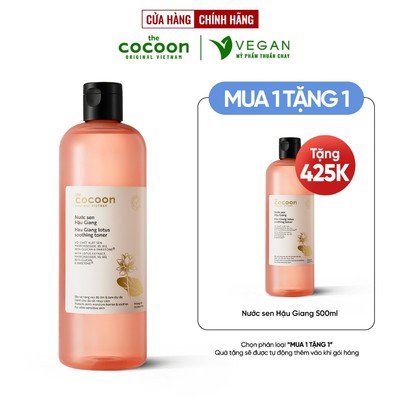 Toner nước cân bằng da Sen Hậu Giang Cocoon 500ml thuần chay
