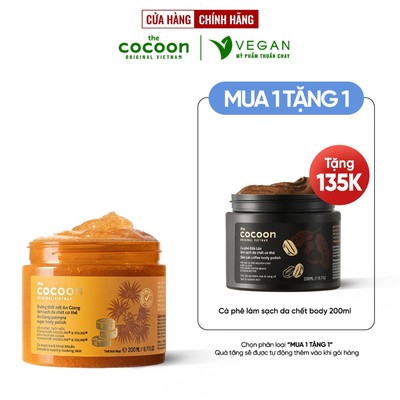 Combo Đường thốt nốt làm sạch da chết body 200ml + Cà phê làm sạch da chết body 200ml Cocoon Thuần chay
