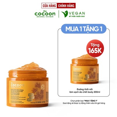 Tẩy da chết cơ thể đường thốt nốt An Giang Cocoon 200ml thuần chay
