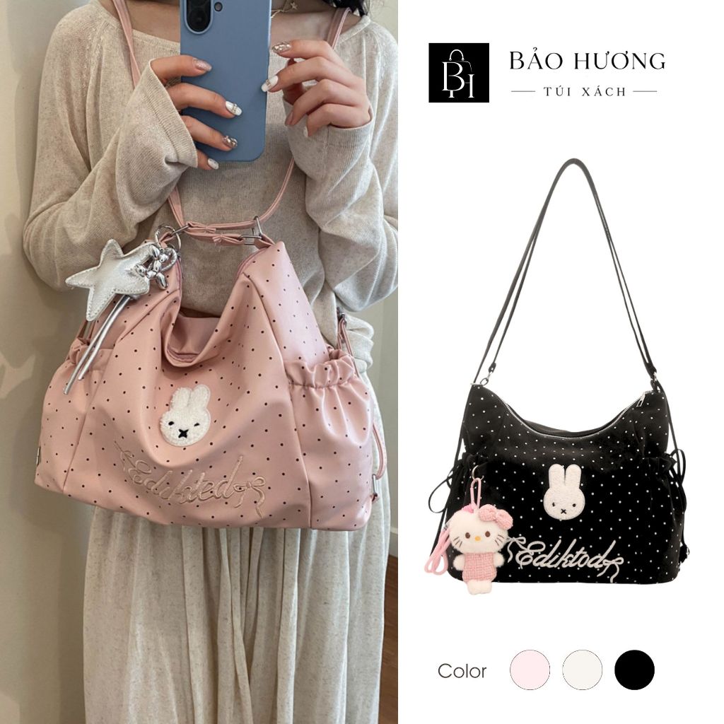 Túi Tote Nữ Chấm Bi, Túi Xách Đeo Vai Nữ Da Mềm Cao Cấp Có Thể làm Balo  Đi Chơi In họa tiết Thỏ dễ thương