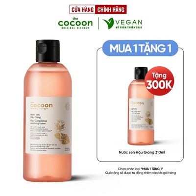 Toner Nước cân bằng da Sen Hậu Giang Cocoon 310ml thuần chay