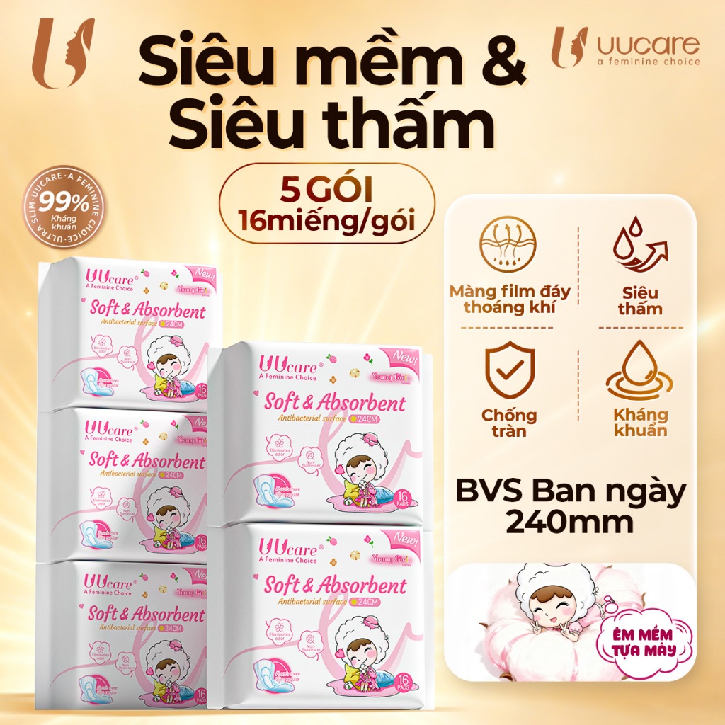 Băng Vệ Sinh UUcare Singapore Young Girl Kháng Khuẩn 24cm 16 Miếng