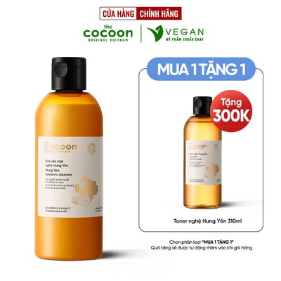 Bigsize - Sữa rửa mặt nghệ Hưng Yên Cocoon giúp da sạch mịn và rạng rỡ 310ml thuần chay