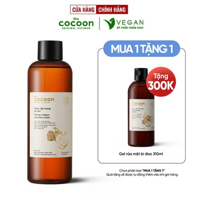 Combo Nước tẩy trang bí đao 500ml + Gel bí đao rửa mặt 310ml làm sạch da, giảm dầu & mụn Cocoon